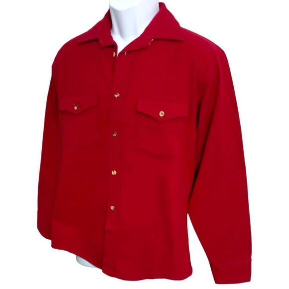 Vintage Sugarbush Chamois Shirt M Mens Red Flannel USA 70s 80s Button Front - Picture 11 of 14